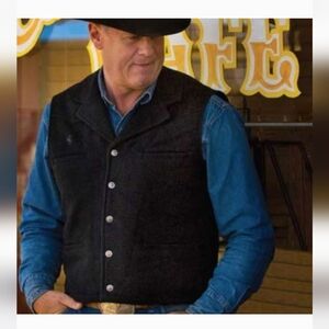 Wyoming Traders Buckaroo Australian Wool Dark Gray Black Western Vest Size M